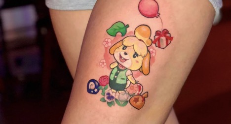 Animal Crossing tattoo of Isabelle