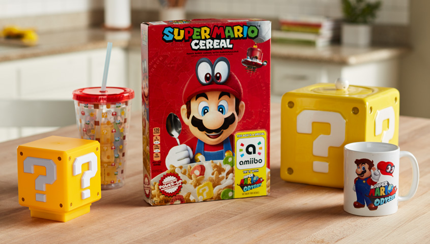 Super Mario Cereal box and mug