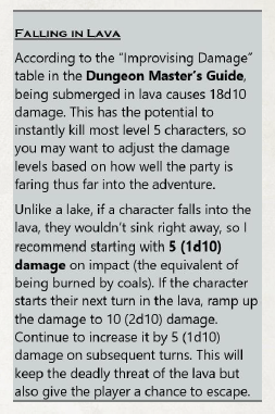 A description of what happens when you fall in lava.