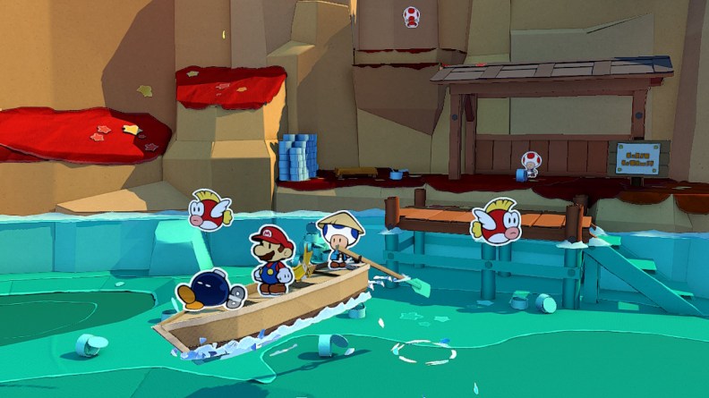 Mario Riding in a Boat from Paper Mario: The Origami King